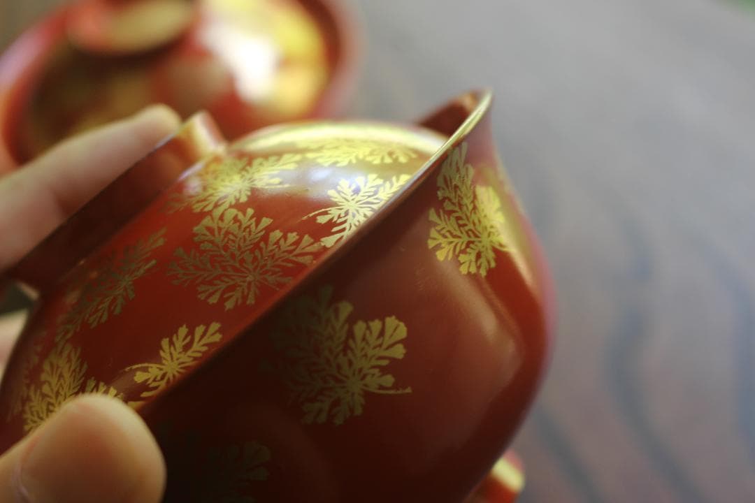 時代逸品！上質朱漆に極上信夫蒔絵の映えるお椀2点（検輪島塗懐石椀蒔絵椀
