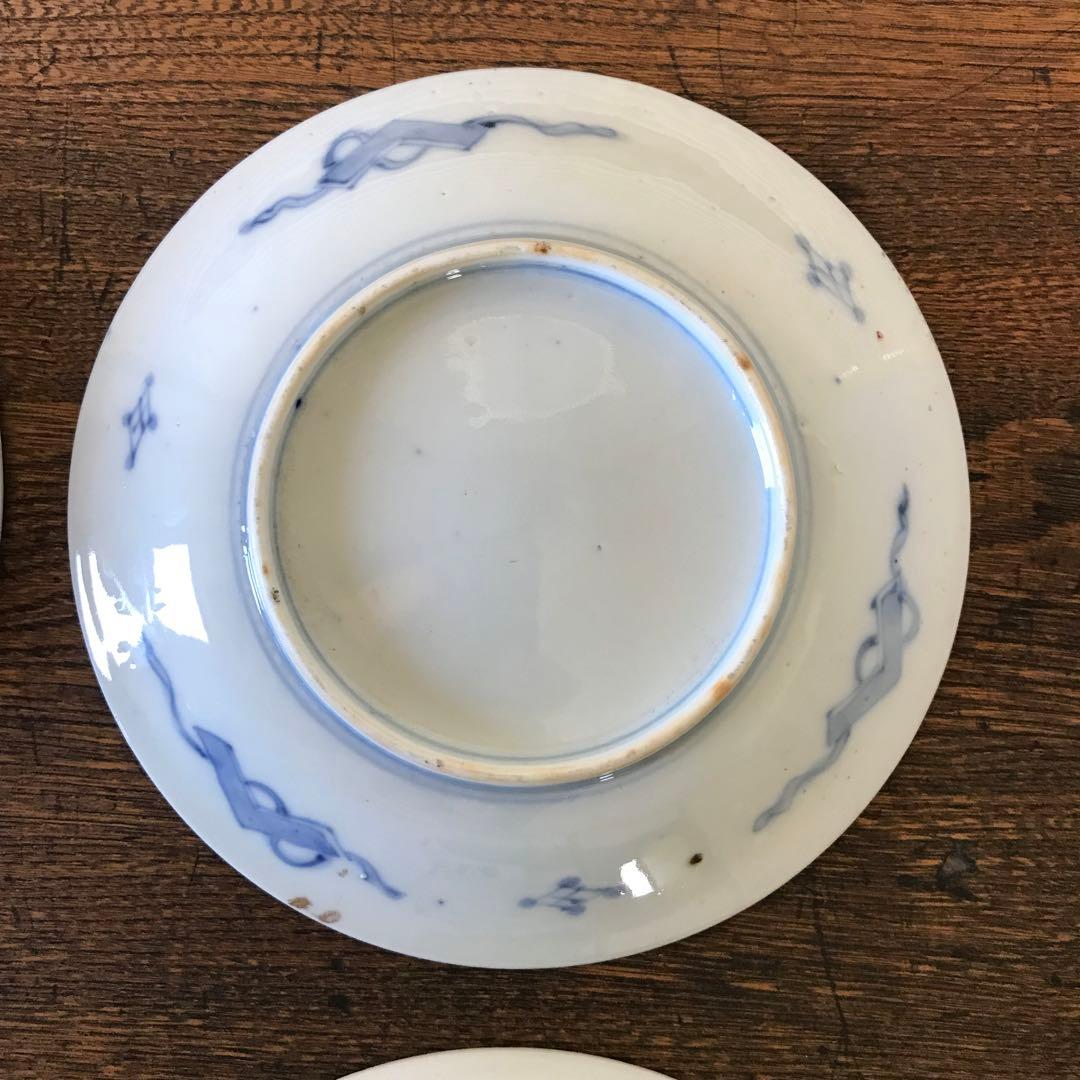 ＊古伊万里　色絵皿　柘榴　竹垣　4客　アンティーク　レトロ　古道具＊