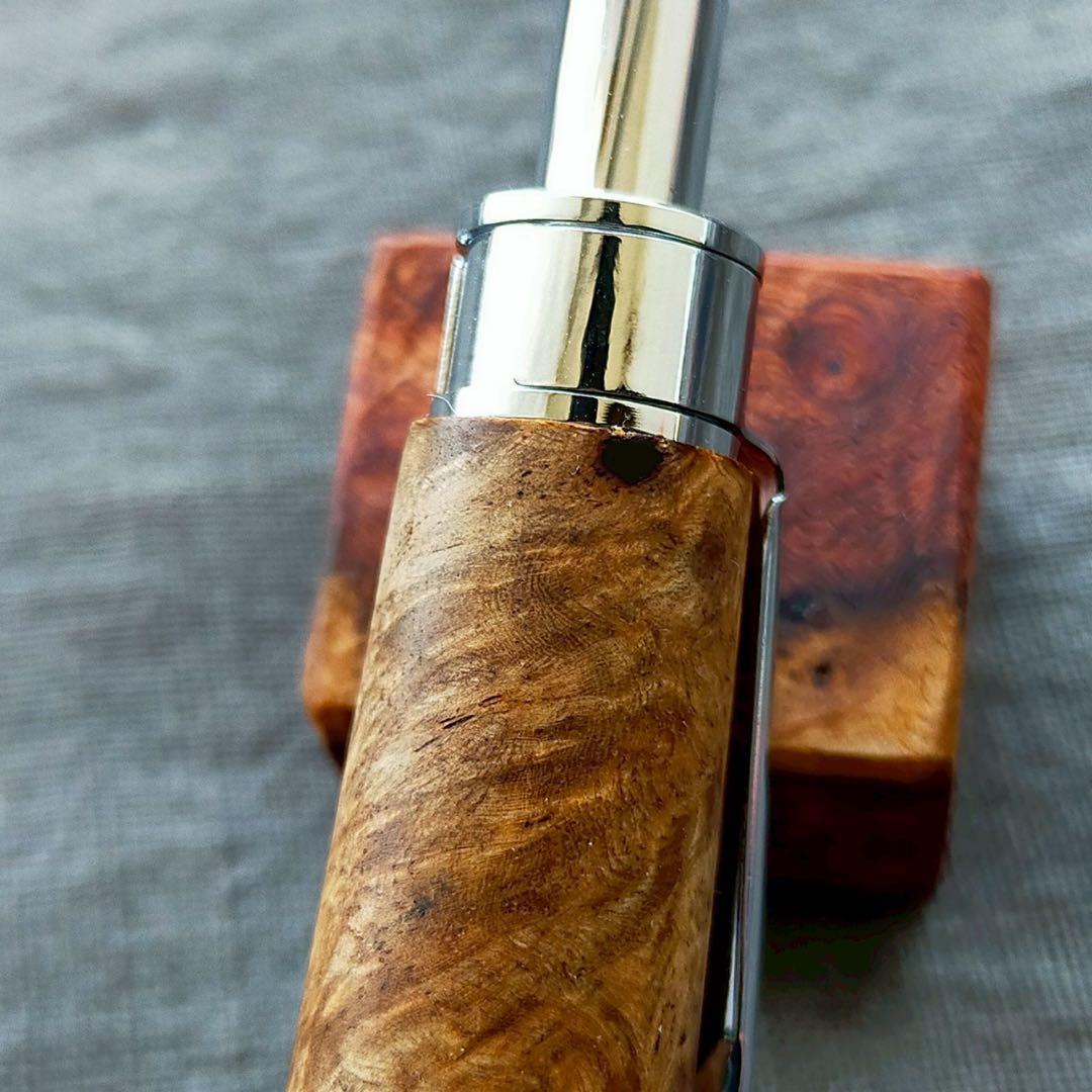 ハンドメイド　木軸シャープぺン　花梨瘤　白　0.5mm　ウッドペン　天然木