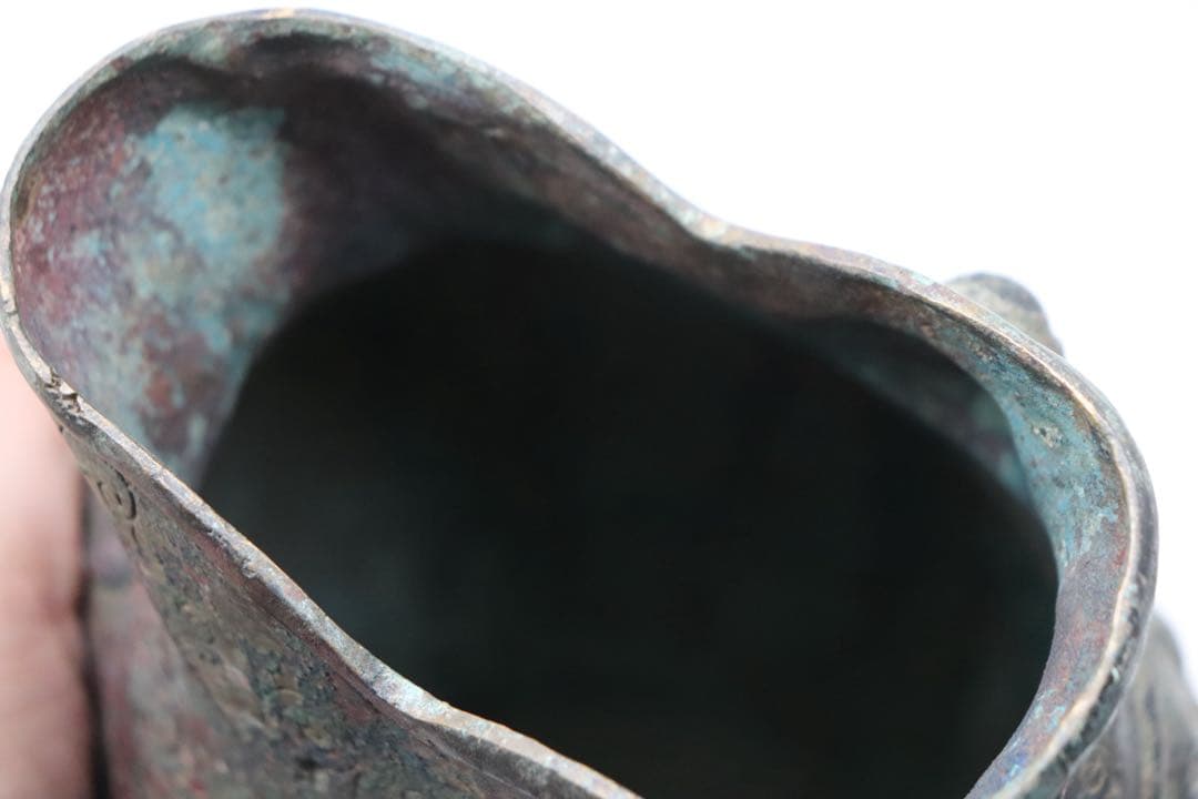 貴重　中国　古青銅器　魚型銅瓶　アンティーク　送料込み250922