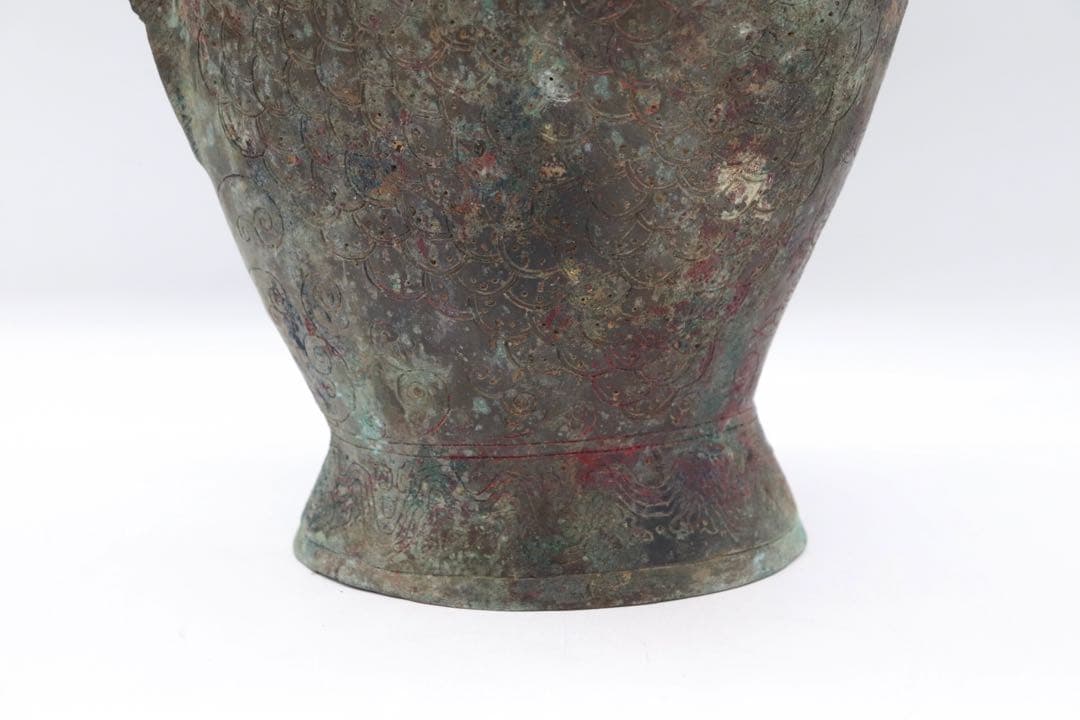 貴重　中国　古青銅器　魚型銅瓶　アンティーク　送料込み250922