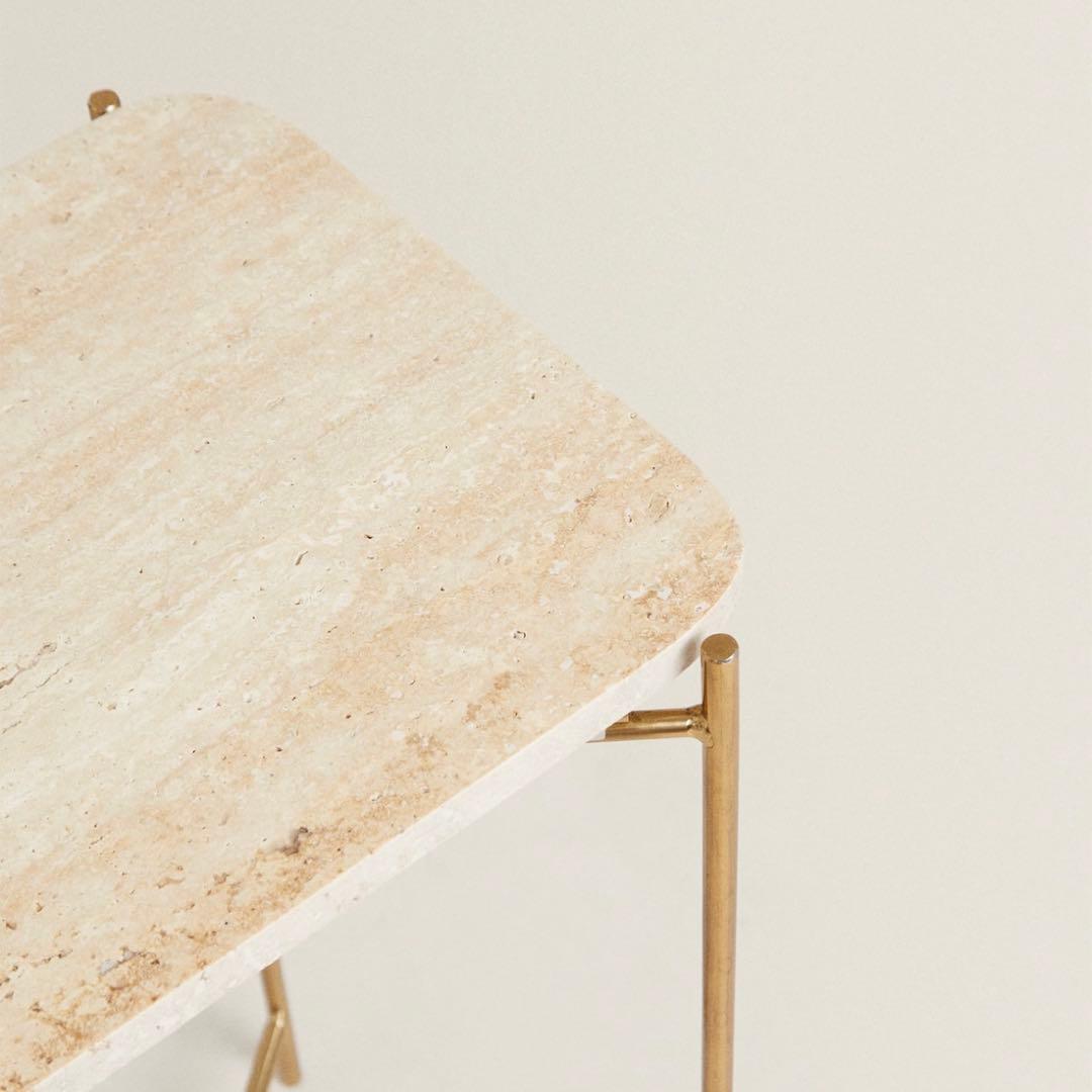 zara / 天然石天板の長方形サイドテーブル