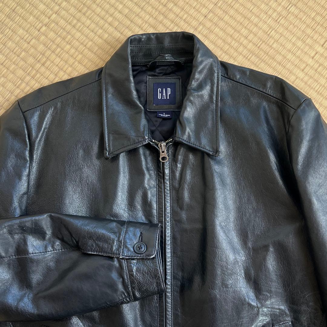 GAP ブラック レザージャケット シングルライダースジャケット