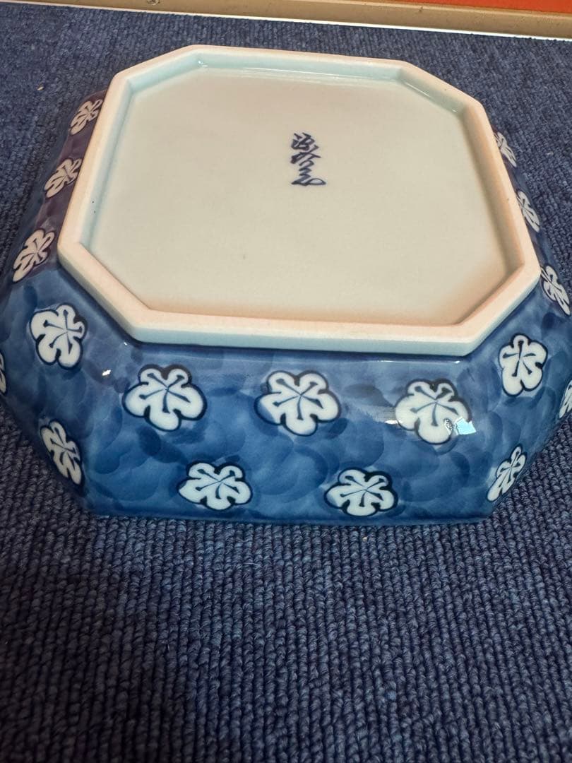 1883 林源右衛門 染付 古染風 梅紋 皿　未使用