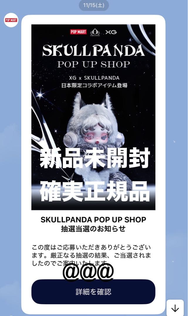 新品 ノベルティ付き SKULLPANDA XG スカルパンダ POPMART