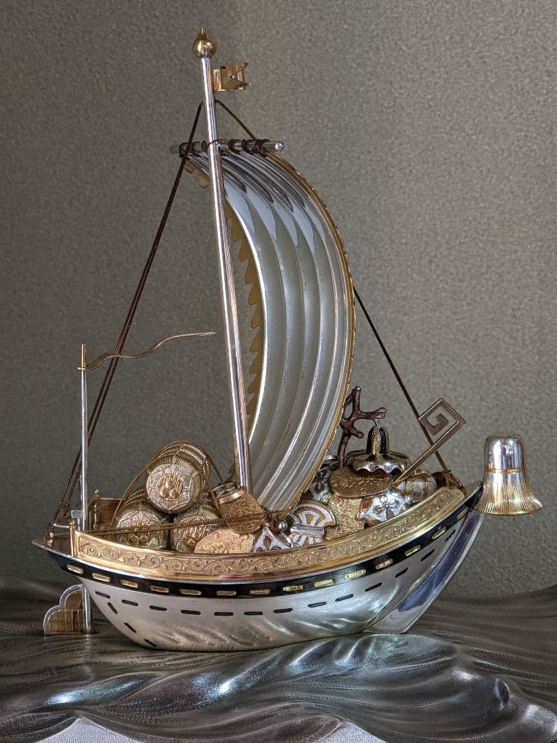 ♦関工芸 銀製宝船SILVER960 置物 飾り資産形成 銀価格517円 骨董品