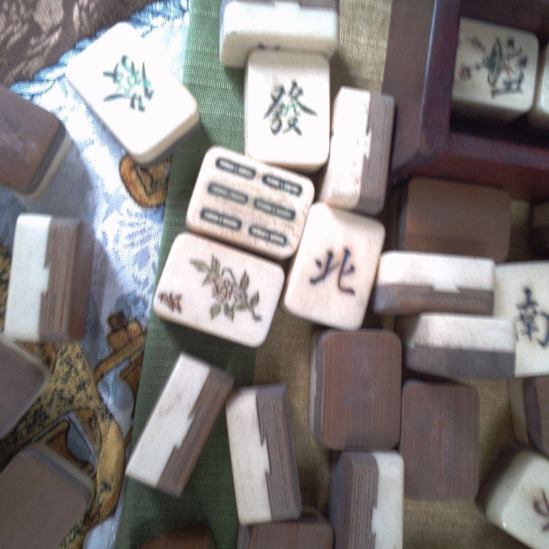 木製麻雀牌セット 収納ボックス付き 蓋無し 汚れ