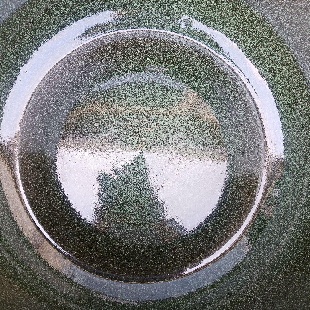 新品　特大51x49　陶器睡蓮鉢　メダカ鉢　難有　エメラルドグリーン　緑黒LBK