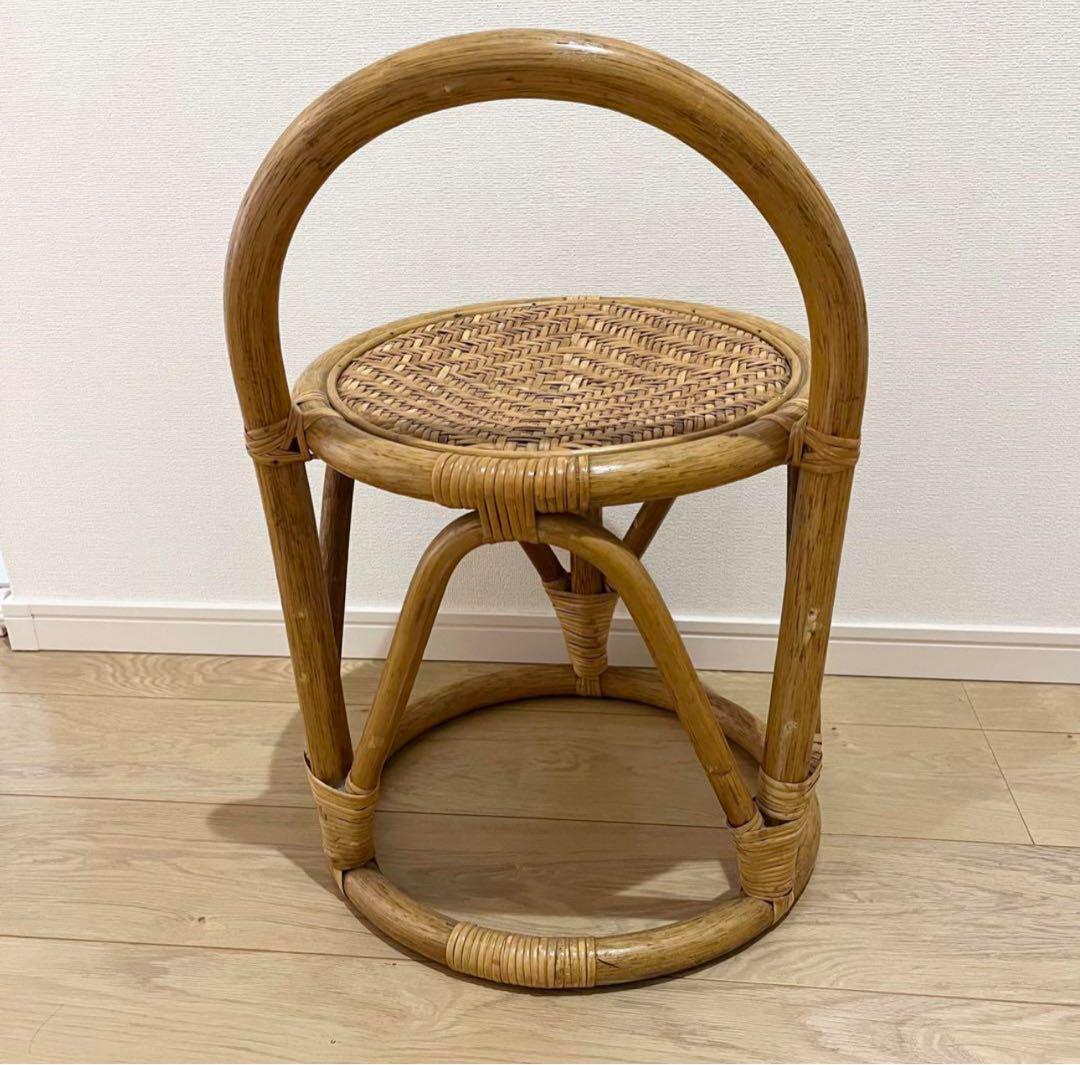 （極美品）ラタンドレッサー　スツール　鏡台　椅子　化粧台　家具