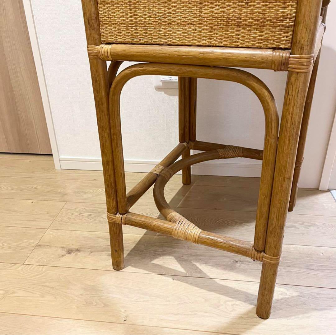 （極美品）ラタンドレッサー　スツール　鏡台　椅子　化粧台　家具
