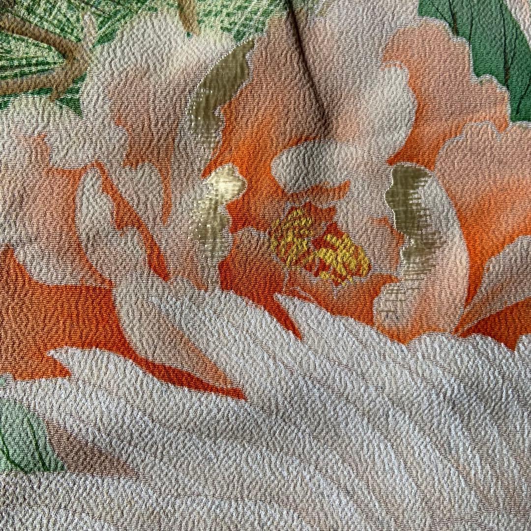 アンティーク振袖花に鶴ヴィンテージ正絹