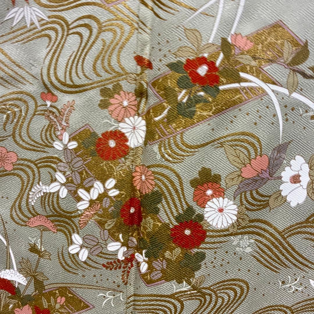 D44 訪問着 枝垂れ桜 荒波 金彩 正絹 着物 袷 極美品