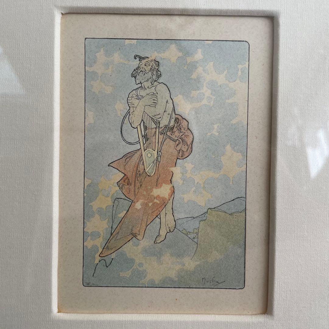 アルフォンス・ミュシャ　リトグラフ　挿絵　絵画　額縁　コレクター必見