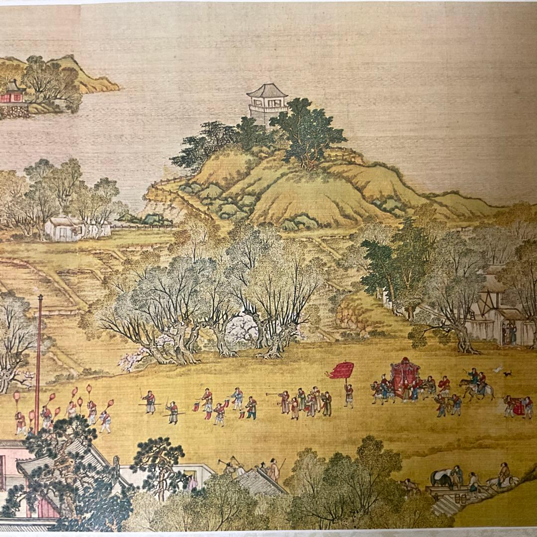 中国絵巻物　清院本清明上河図　複製・縮小版　絹本著色画