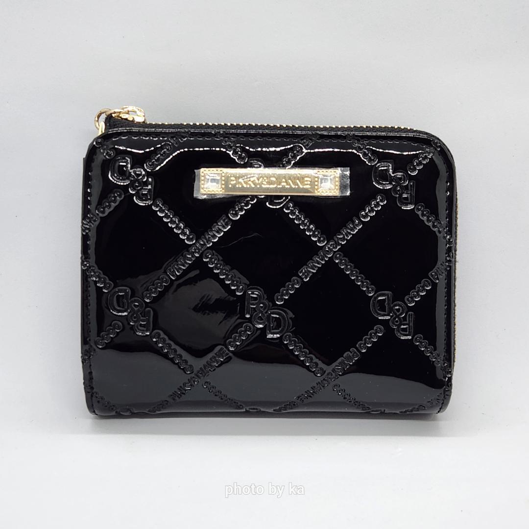 ブラック 新品 ピンキー&ダイアン Pinky&Dianne 折財布 エナメル