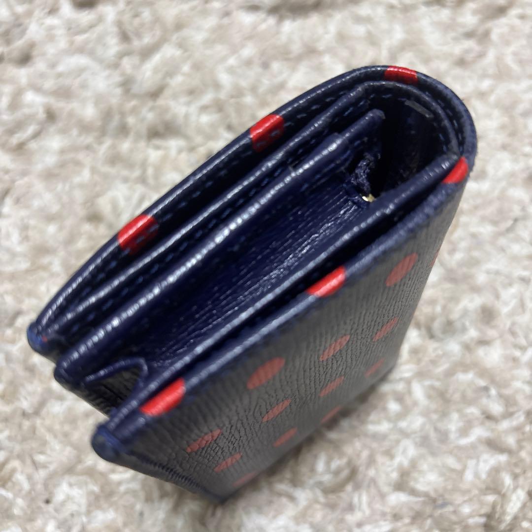 Gucci ドット柄 二つ折り財布　ネイビー　レッド　ミニ財布　折り財布