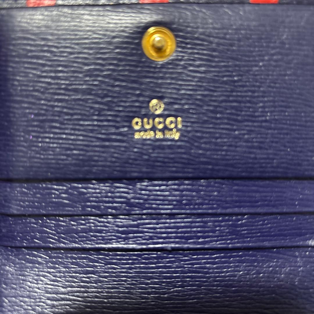 Gucci ドット柄 二つ折り財布　ネイビー　レッド　ミニ財布　折り財布