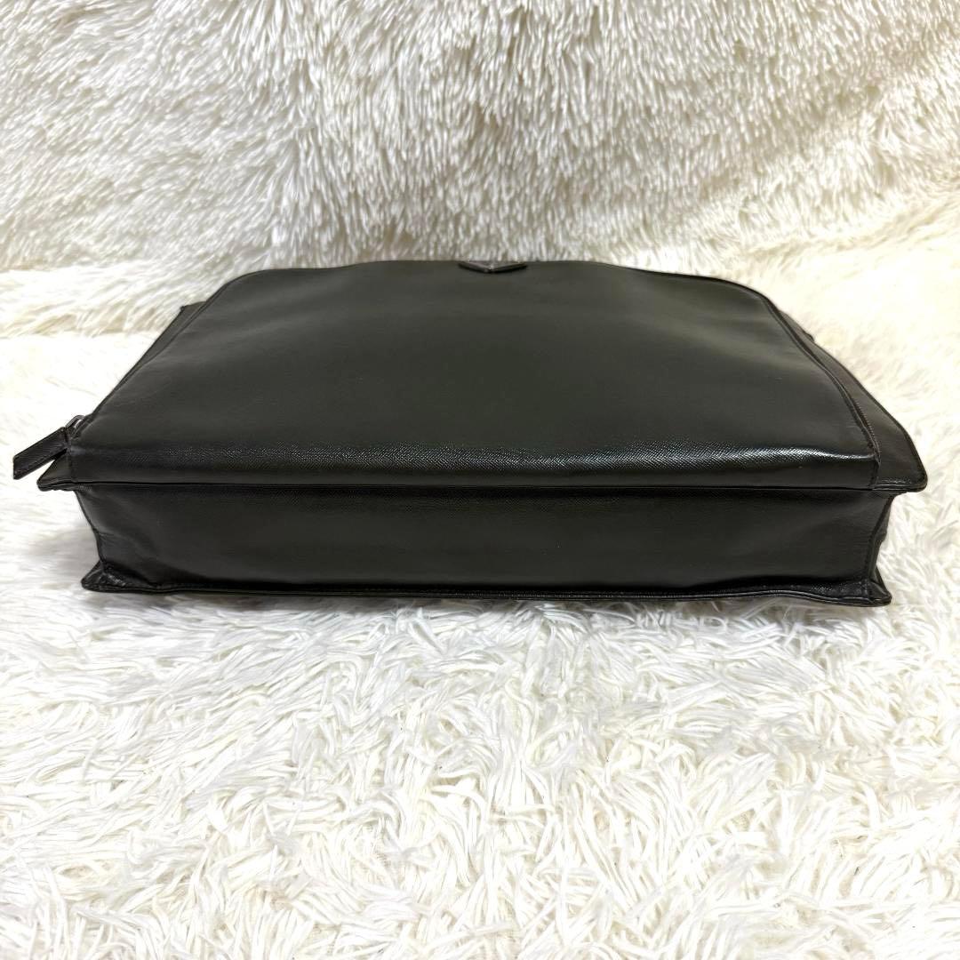 希少カラー✨PRADA サフィアーノ 三角ロゴ 2層 レザー A4ブリーフケース