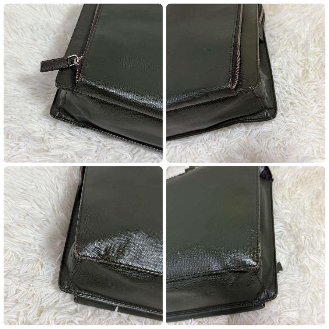 希少カラー✨PRADA サフィアーノ 三角ロゴ 2層 レザー A4ブリーフケース