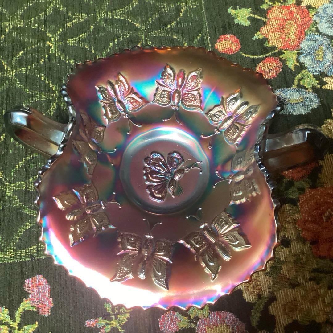 フェントン　バタフライ柄カーニバルグラス　ヴィンテージ