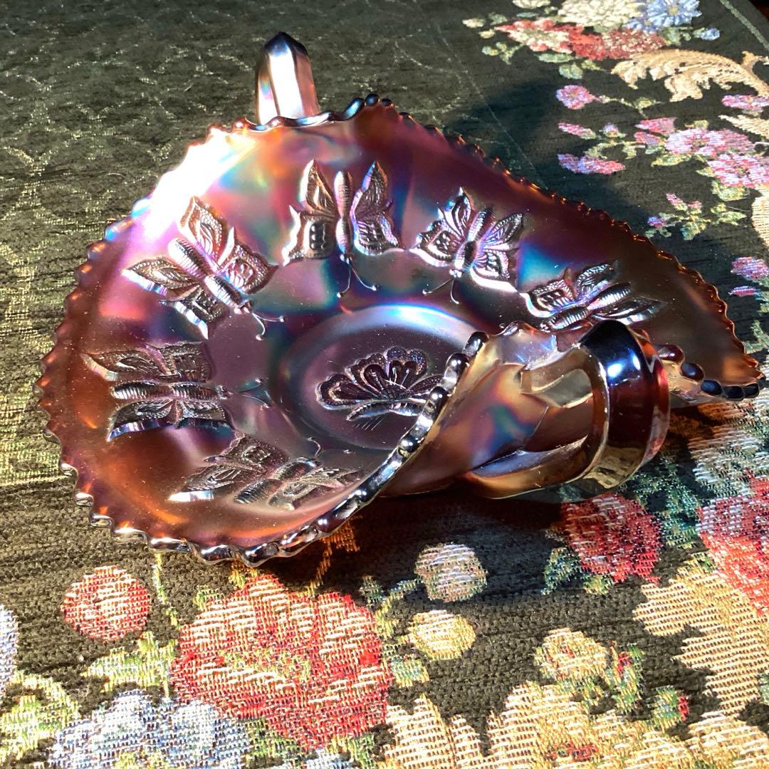 フェントン　バタフライ柄カーニバルグラス　ヴィンテージ