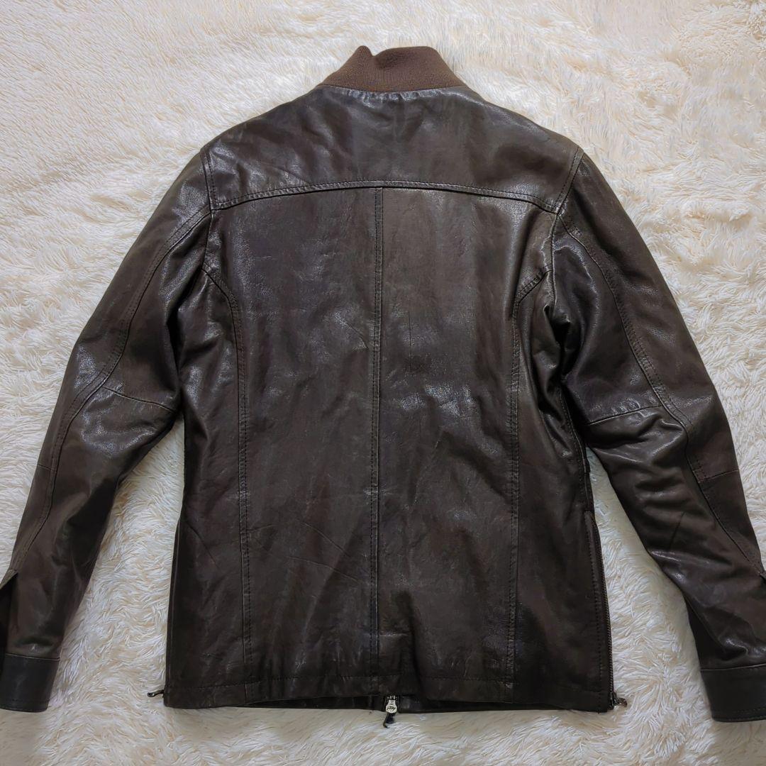 【美品】EMMETI ラムレザー ライダース ミリタリー ファー付き