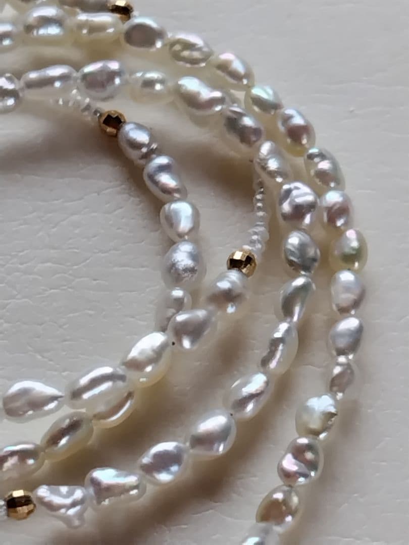 K18 ２種類の、アコヤ真珠ケシパールの、ネックレス