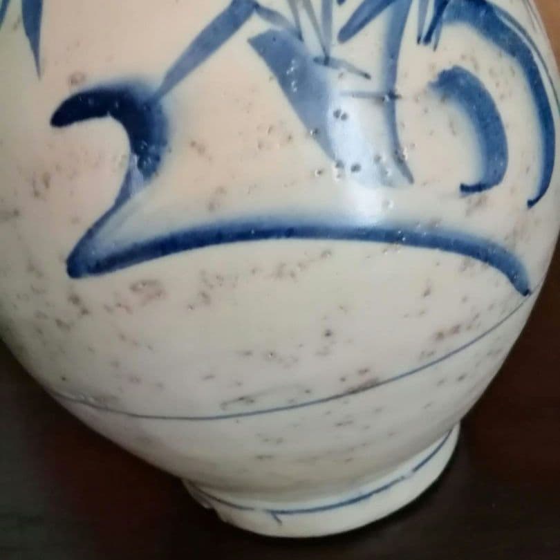 古伊万里　大徳利　染付け　江戸　明治　和骨董　雨垂れが景色です