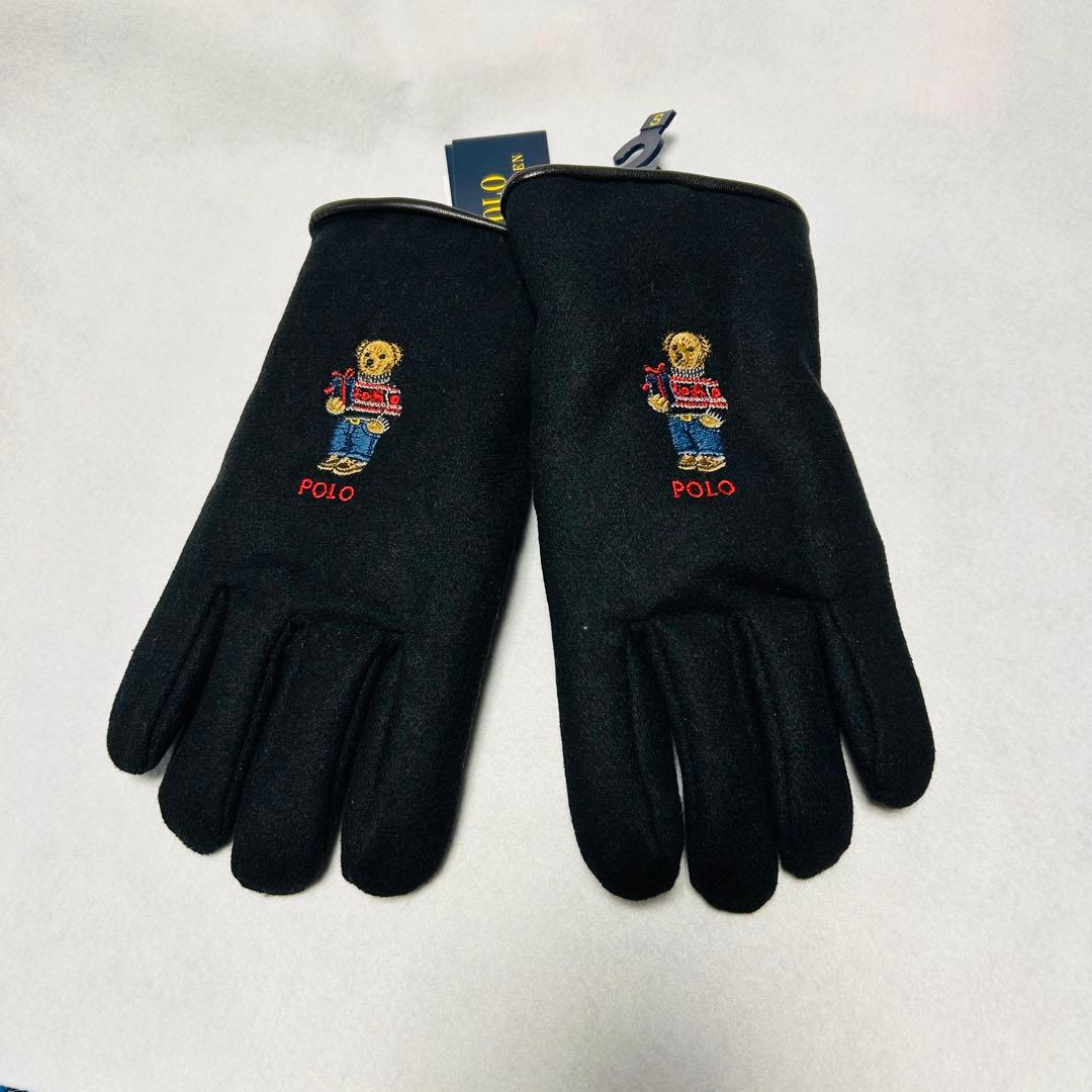 ポロラルフローレン 天然革 グローブ 手袋 やぎ革 ウール ポロベア