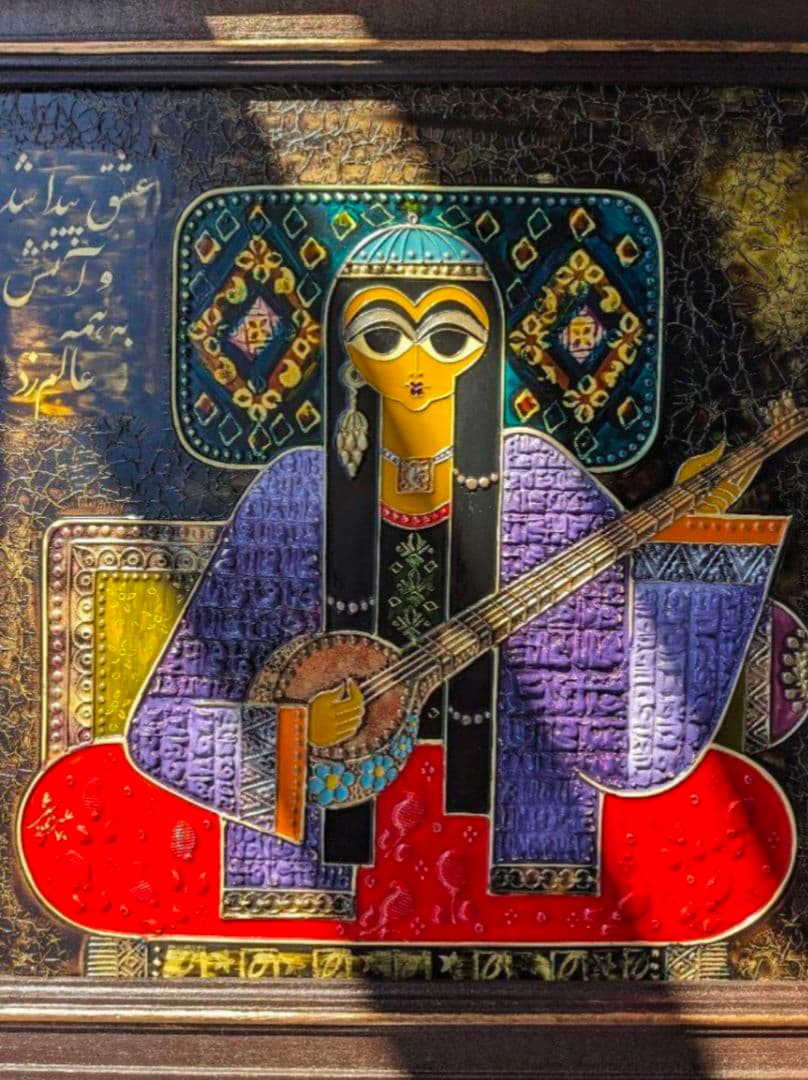 イラン製 ペルシヤ レリーフ 壁掛け 木製フレーム