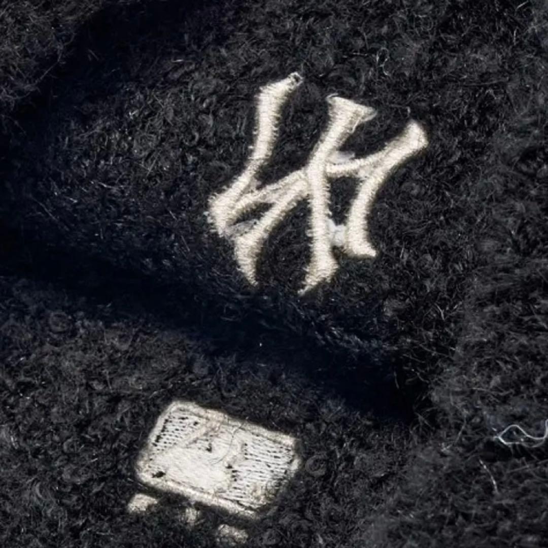 韓国限定 MLB カリナ 着用 猫耳 ミャオン ビーニー 紐付 ブラック 黒