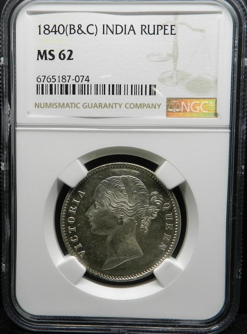 1840 (B＆C) イギリス領 インド 銀貨 NGC MS62 ビクトリア女王