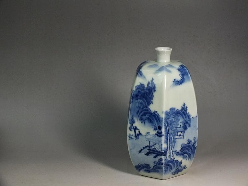 ☆ 平戸焼 染付六角徳利 江戸期 ☆A11