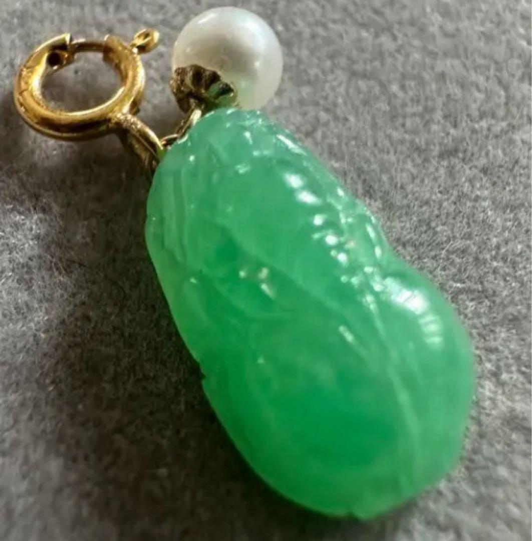 金18 K金製金留め、純天然冰種ジェダイト本翡翠チャーム＆ペンダント両用