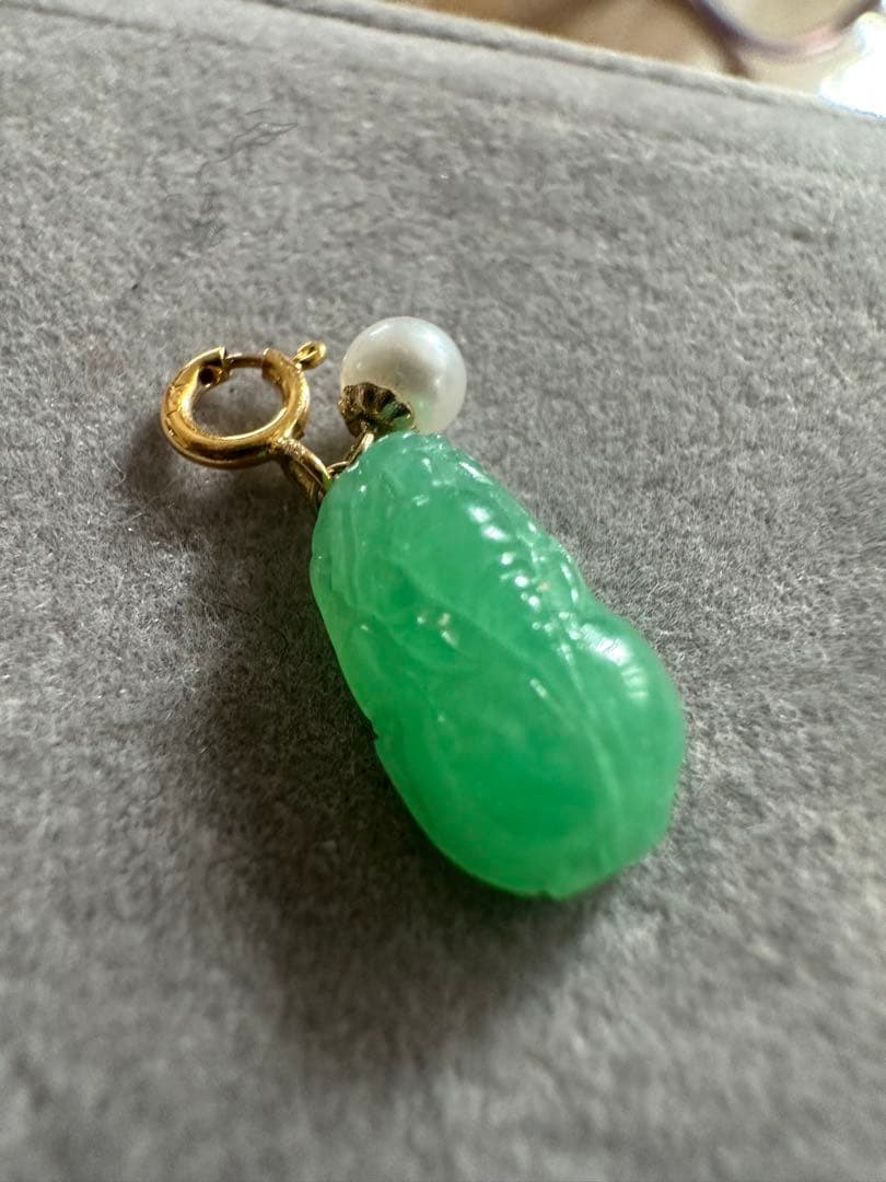金18 K金製金留め、純天然冰種ジェダイト本翡翠チャーム＆ペンダント両用