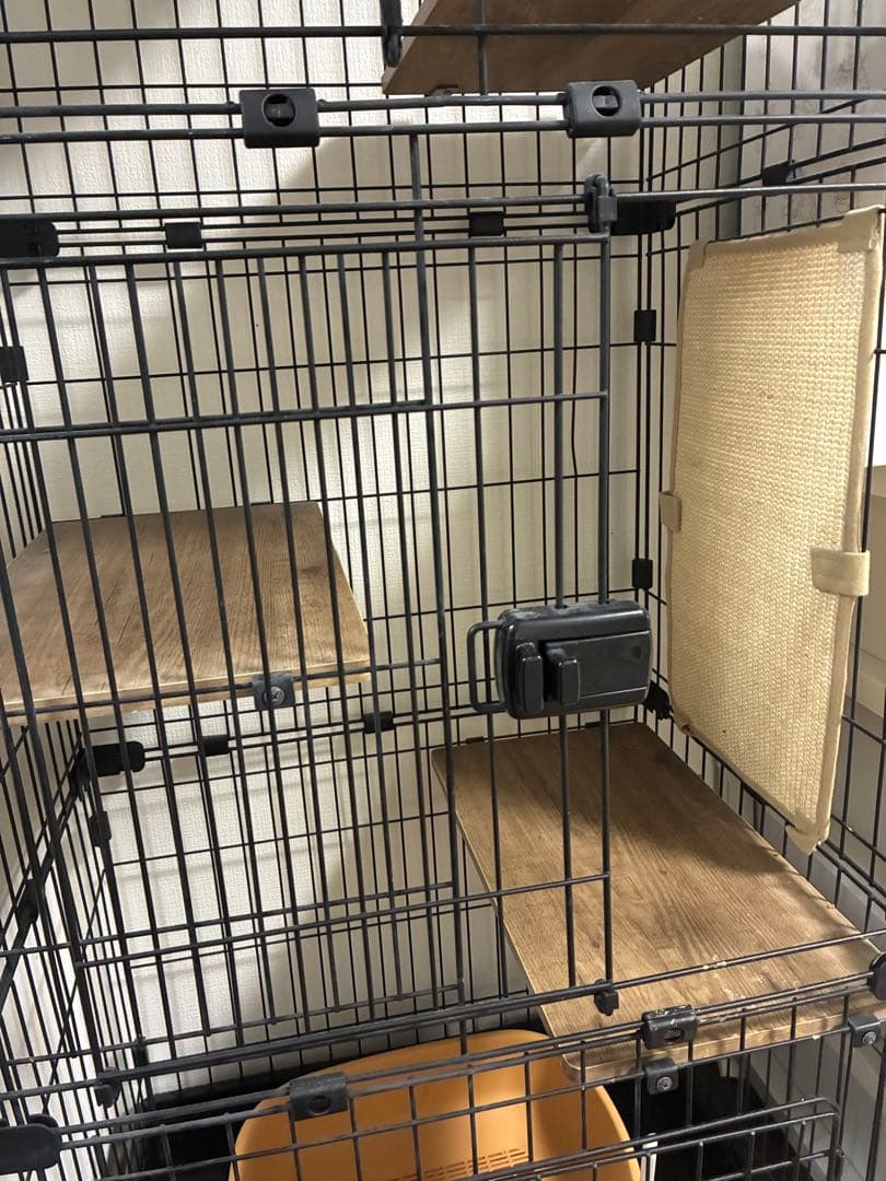 猫ケージ 3段 キャットケージ ハンモック付き ブラック＋デオトイレ