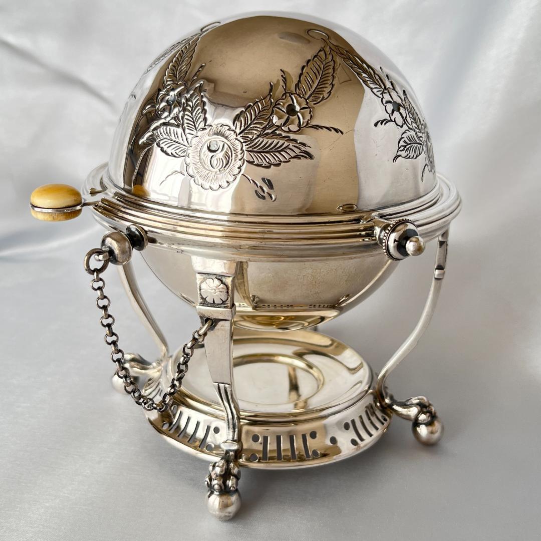 【英国 】ロールトップのエッグコドラー【シルバープレート】ライナー