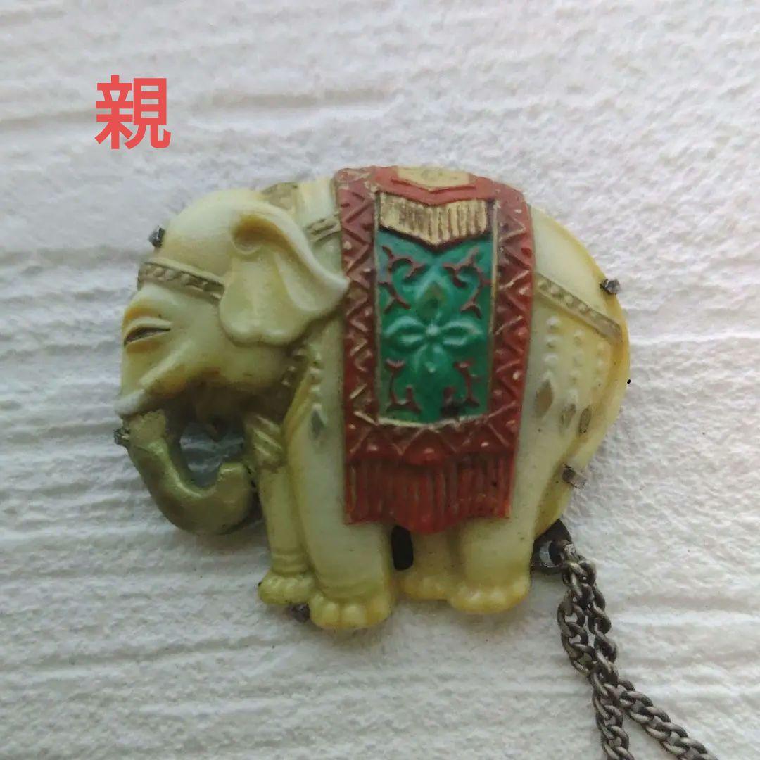 象　親子象　九谷焼　銀製　ブローチ　バッチ　イ10