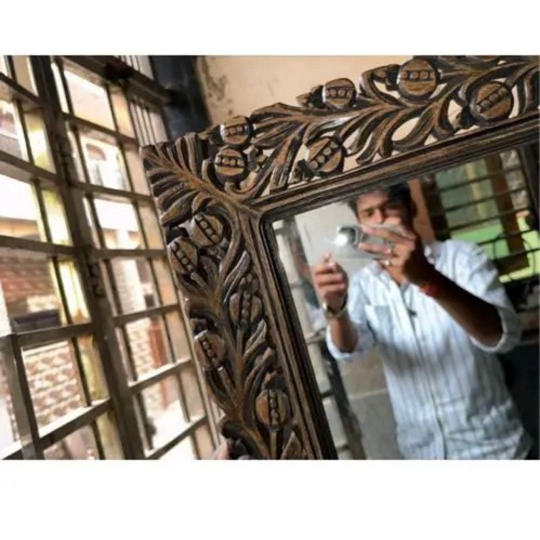 Louis　インド　手彫りのミラー　姿見