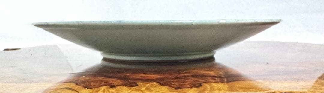 時代物 成化年製 款 古染付 蓮池独釣図人物山水大皿 ウブ品 骨董WWTT415