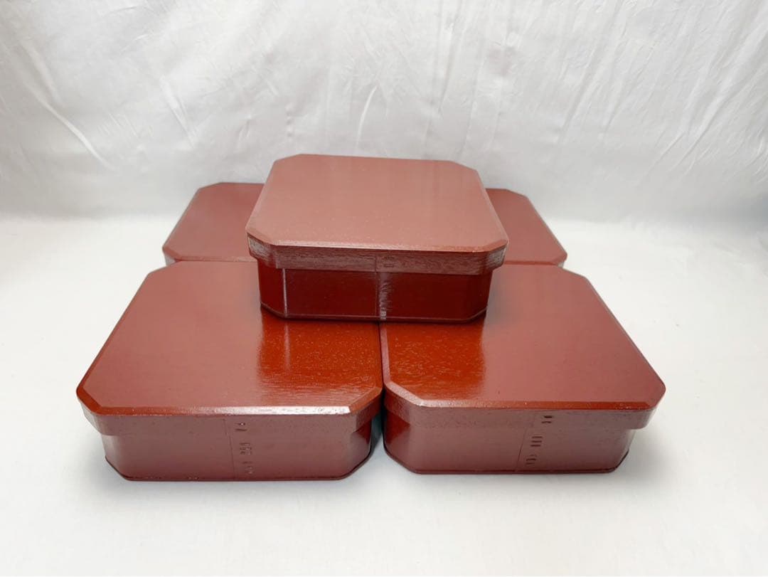 ほぼ未使用 懐石道具 木製古代朱塗 大徳寺 縁高重箱 十客揃 刻印有 共箱