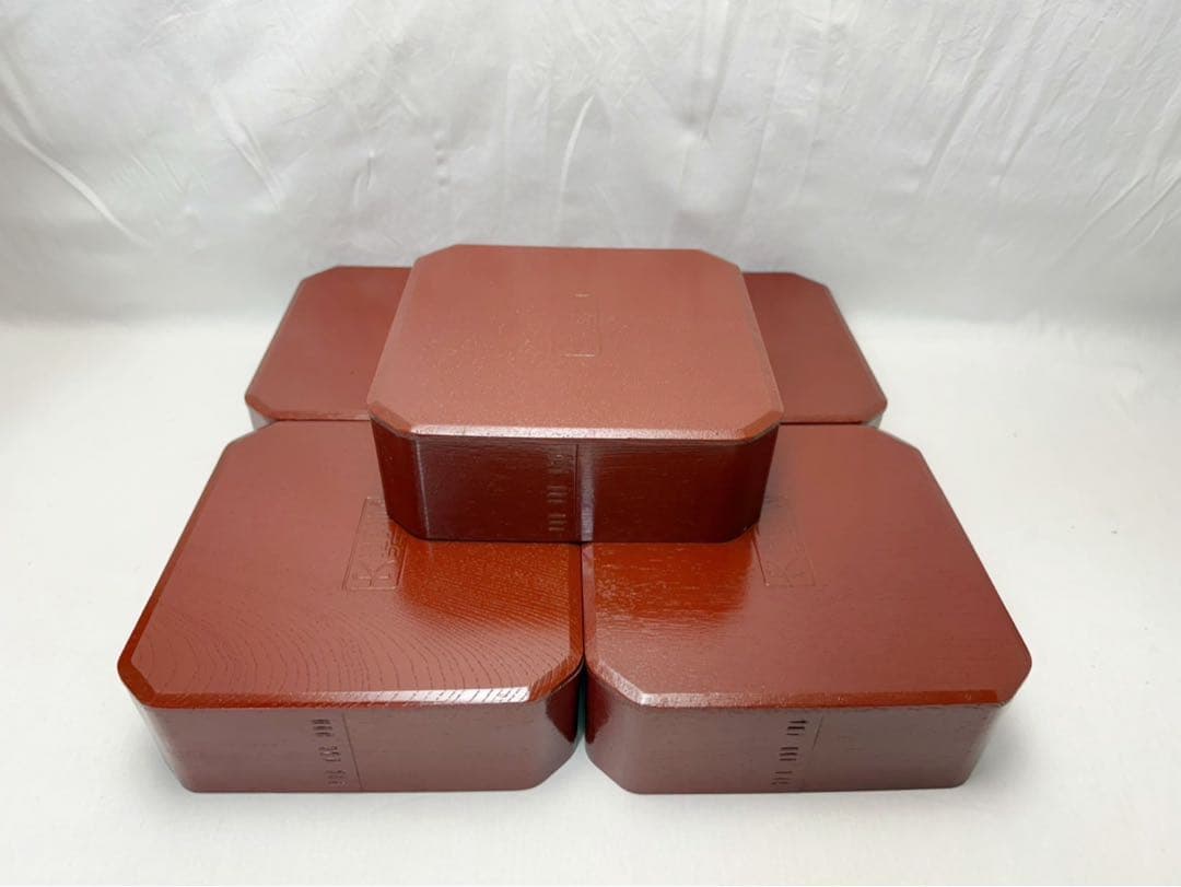 ほぼ未使用 懐石道具 木製古代朱塗 大徳寺 縁高重箱 十客揃 刻印有 共箱