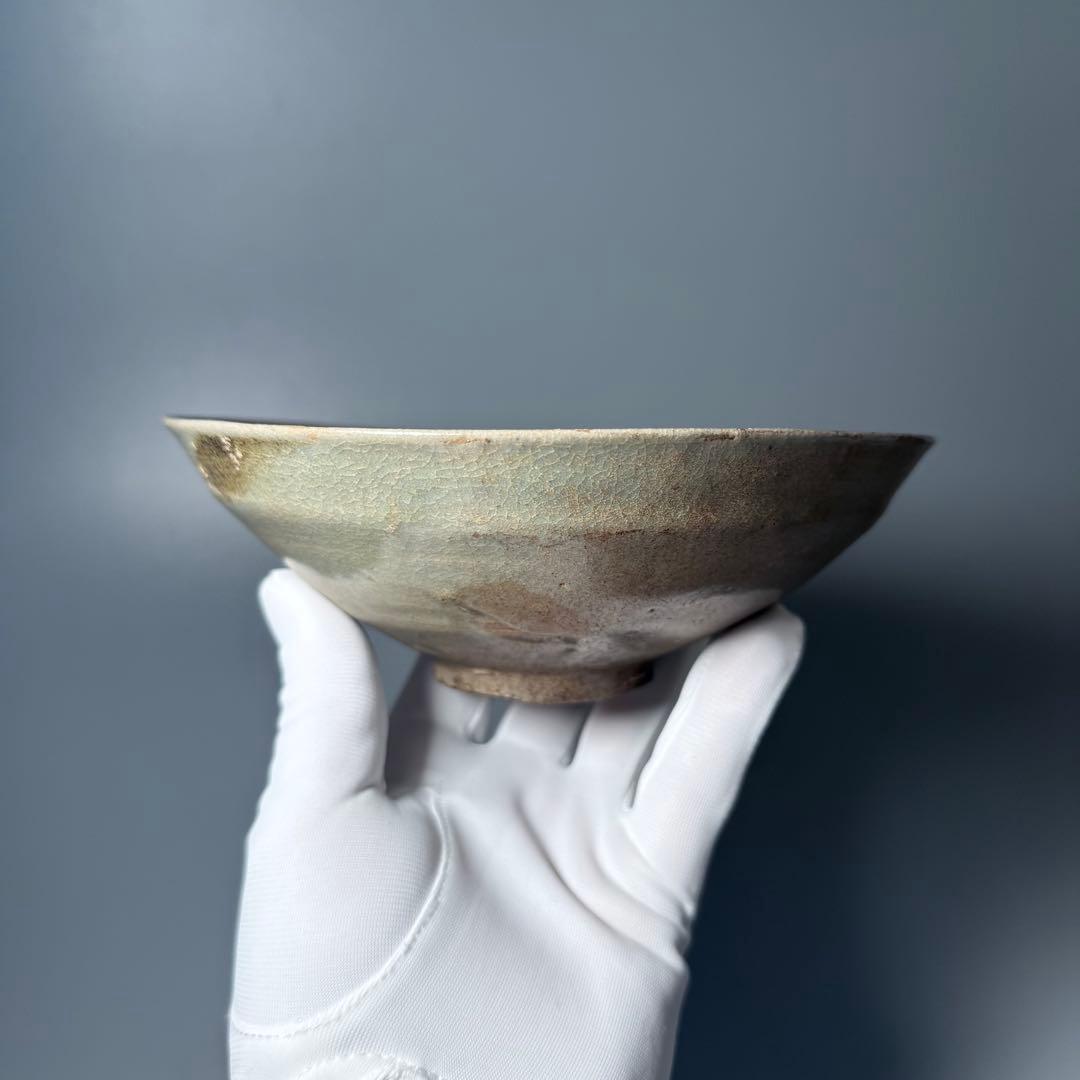 朝鮮古美術　高麗～李朝時代　青磁平茶碗　古美術　茶道具　時代保証　箱付　状態◎