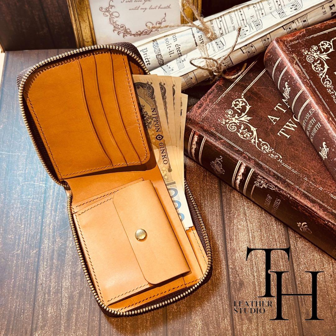 コードバン　ラウンドジップウォレット　レーデルオガワ　二つ折り　グリーン