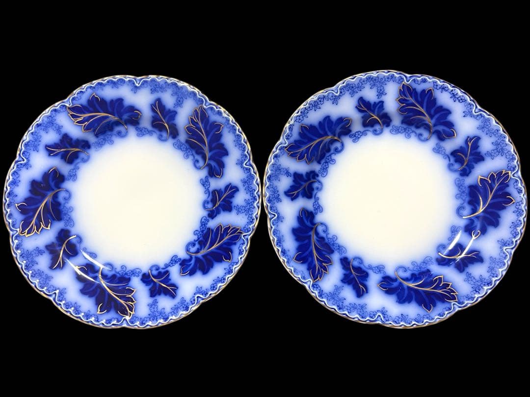 英国アンティーク19世紀 ジョンソンB ノルマンディーフローブルー皿