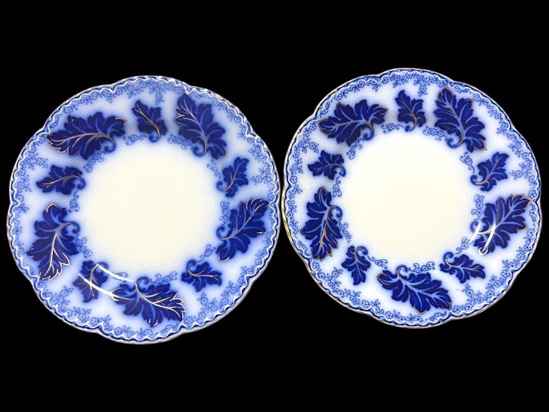 英国アンティーク19世紀 ジョンソンB ノルマンディーフローブルー皿