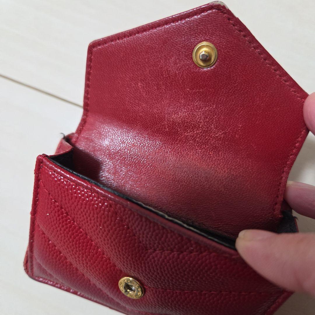 YSL レッド 三つ折り財布