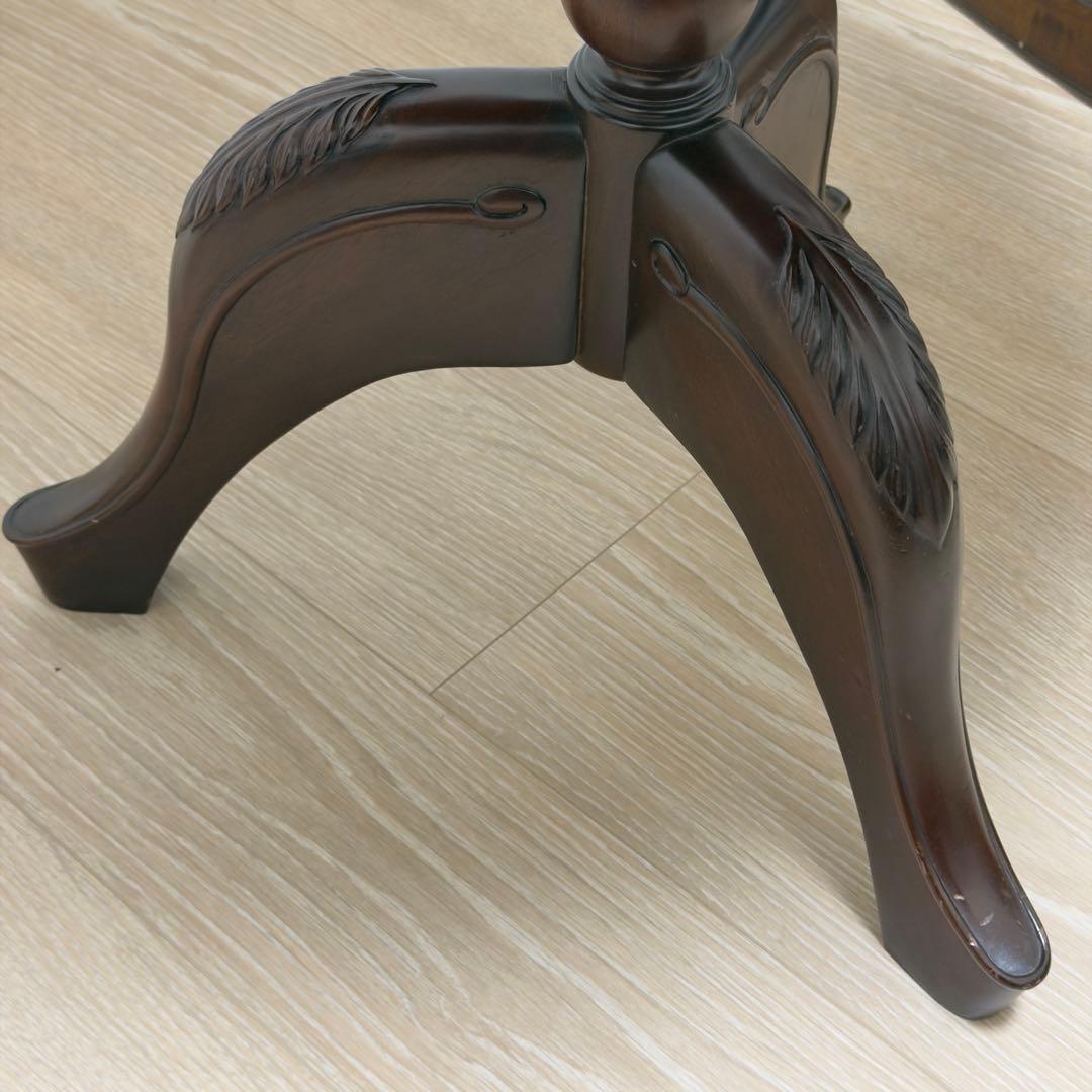 アンティーク調 木製ラウンドテーブル 彫刻脚