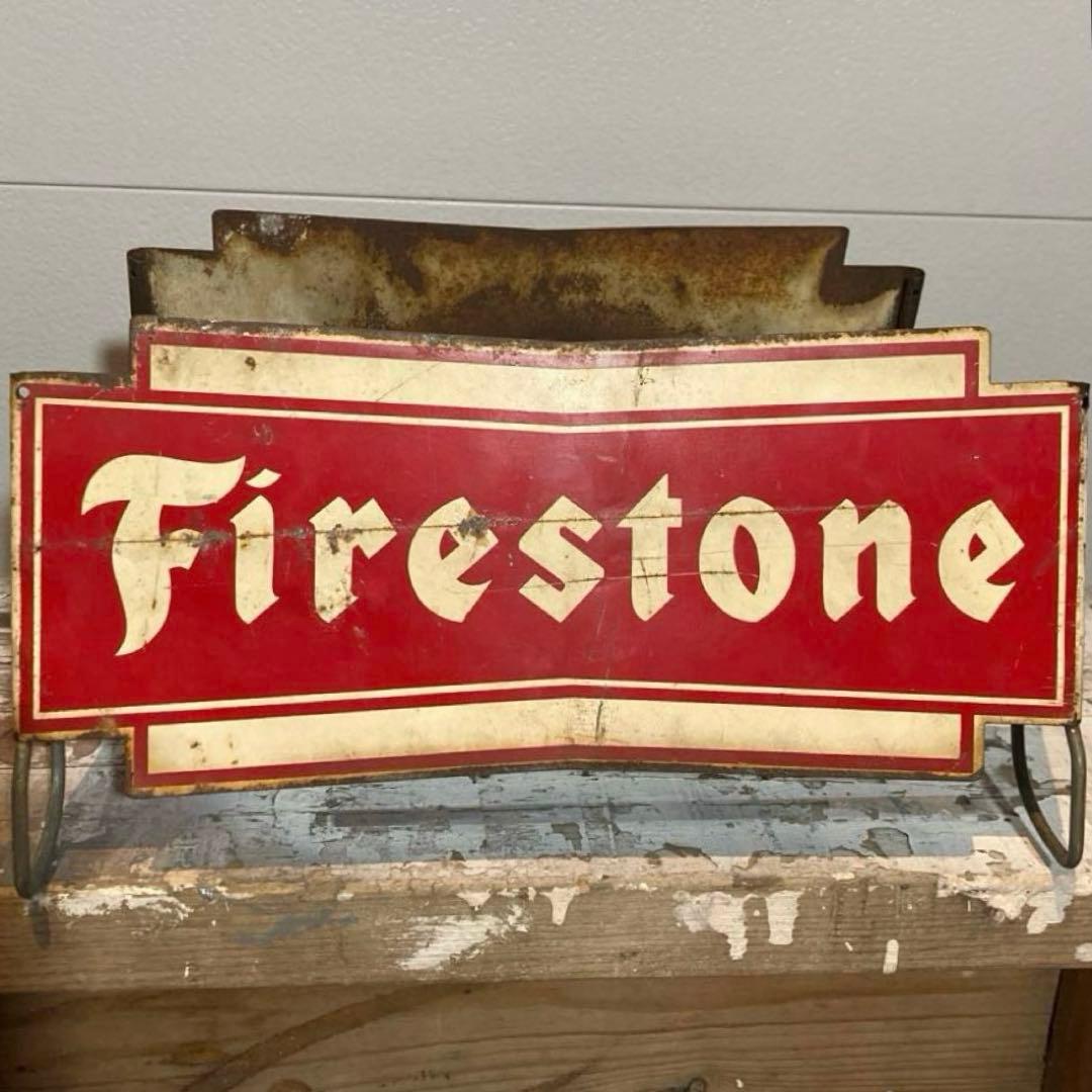 アンティーク雑貨 Vintage 1950s Firestone Tire Sign Stand