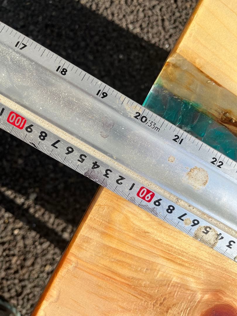 【ヒノキ】おしゃれ　ローテーブル レジンテーブル　リバーテーブル